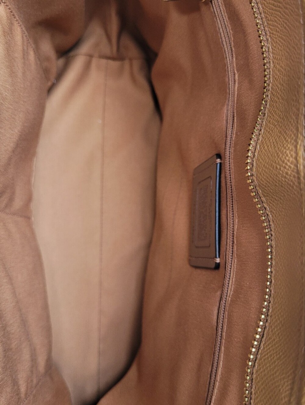 Like New Coach Caramel Tan Leather Tote Shoulder Bag F58846 Crossgrain Zip Top - Picture 3 of 10